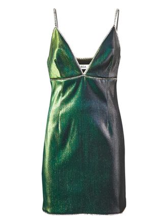 Area crystal lam&eacute; mini dress - women - Polyester/Polyamide/Cotton/Elastane/Polyester/Elastane - L - Green