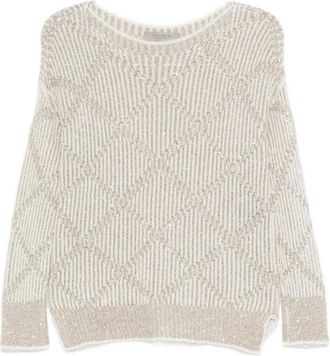 D.exterior Round-neck Knitwear, female, White, Size: XL White Sweater Chic Style