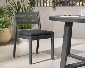 Castlery Rio Outdoor Aluminum Dining Chair Set of 4, Slate, Aluminium, Durable for Outdoor Use