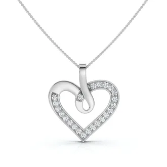 Pompeii3 1/4Ct Diamond Curve Heart Shape Pendant Necklace in White, Yellow, or Rose Gold