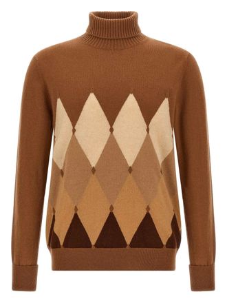 Ballantyne argyle-pattern turtleneck sweater - men - Cashmere - 48 - Brown