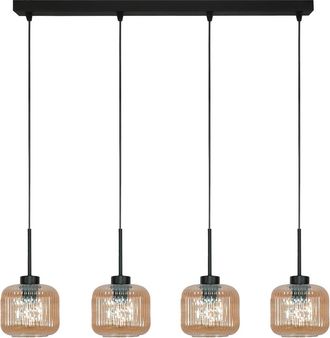 OEM L&aacute;mpara De Techo Colgante Beka Amber 15-011 Negra Con Pantalla De Cristal &Aacute;mbar