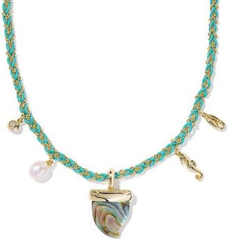 Kendra Scott Oleana Abalone & Freshwater Pearl Charm Necklace in Gold Abalone Shell at Nordstrom