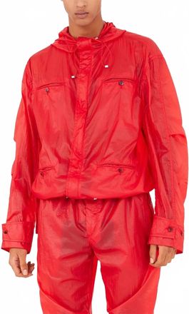 Ferragamo Hooded Windbreaker Jacket In Red