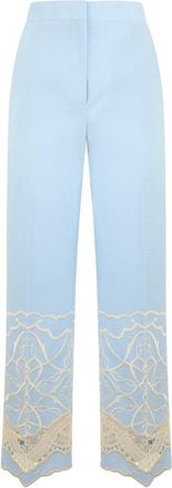 Alberta Ferretti Losse Broek - Dames - Wijde Broeken - Blauw - S - Linnen - Broeken