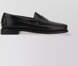 Sebago moc toe leather loafers with stacked heel