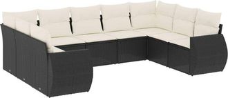 vidaXL Set De Sof&aacute;s De Jard&iacute;n 8 Piezas Y Cojines Rat&aacute;n Sint&eacute;tico Negro Vidaxl