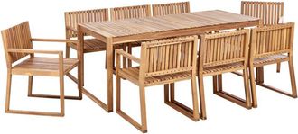 Beliani Garden Dining Set 8 Seater SASSARI II Certified Acacia Wood Light Brown