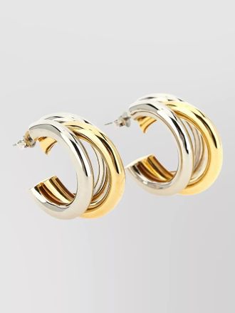 Paco Rabanne dual tone polished triple hoop earrings