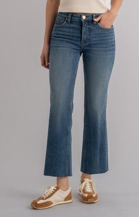 Kut from the Kloth Kelsey Fab Ab Raw Hem High Waist Ankle Flare Jeans in Wonderful at Nordstrom, Size 10