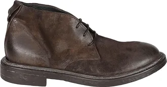 Moma Mid-Brown Calf Leather Ankle Boots with Lace-Up Detail