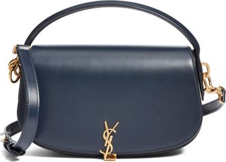 Saint Laurent Voltaire Leather Crossbody Bag in Deep Blue at Nordstrom