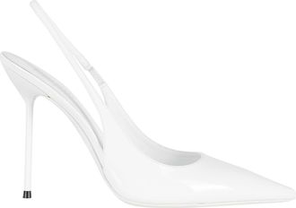 PARIS TEXAS White Lidia Slingback Closed-Toe Leather Pumps