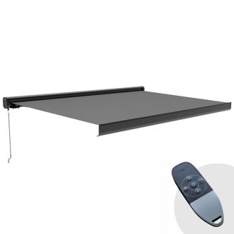 Oviala Tienda de bandera el&eacute;ctrica de caf&eacute; integral 395x3m de aluminio gris