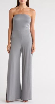Go Couture Strapless High Slit Jumpsuit in Fossil at Nordstrom Rack, Size X-Large