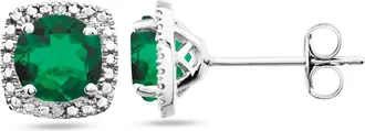 Allurez Lab Grown Ruby & Natural Diamond Stud Earrings Sterling Silver in 0.80Ct/emerald at Nordstrom