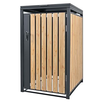 ML Design Ml-design Cobertizo Para Ocultar Cubo De Basura 240l Antracita Aspecto Madera Alerce 68 X 80 X 120 Cm Caseta De Acero Para Jard&iacute;n Exterior Contenedor 