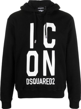 Dsquared2 Icon-print cotton hoodie - men - Cotton - L - Black