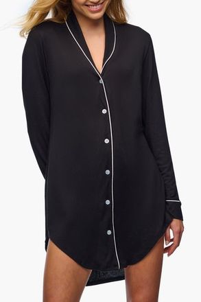 Cosabella Pima Lusso Sleepshirt in Black/moon Ivory at Nordstrom, Size Xx-Large