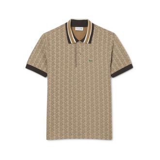 Lacoste Polo Shirts, male, Beige, L, Mens Short Sleeve Polo Shirt