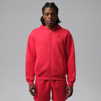 Nike Jordan Mens Jordan Brooklyn Full-Zip Hoodie in Red | IU0243-657