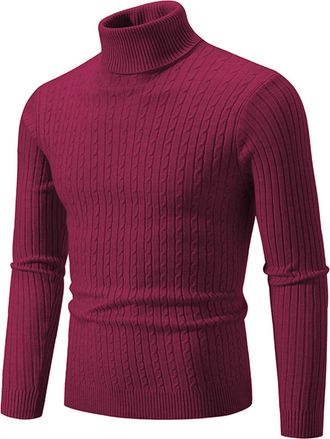 Generic Mens Turtleneck Jumpers | High Roll Neck Sweater | Slim Fit Pullover Undershirt | Long Sleeve Knitted Jumper Men Casual Winterwear Sweater Ribbed Knit
