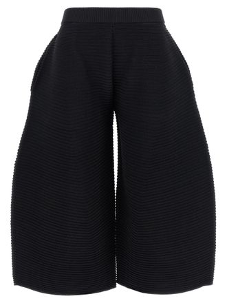 Issey Miyake Black Polyester Cropped Womens Pants