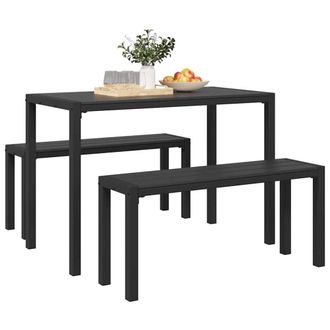 Berkfield Home Modern 3-Piece Garden Dining Set - Steel & WPC in Black