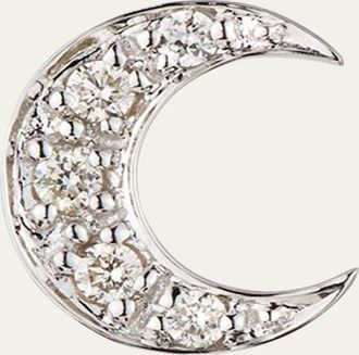 Sydney Evan 14k Pave Diamond Crescent Moon Single Stud Earring