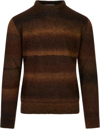 Corneliani Trui met ronde hals - Heren - Ronde hals truien - Bruin - XL - Wol - Truien & Vesten