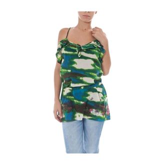 John Galliano Tunics, female, Multicolor, Size: 2XS TieDye VNeck Blouse