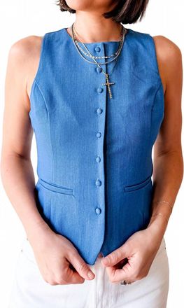 Glam Tailored Vest Top In Chambray