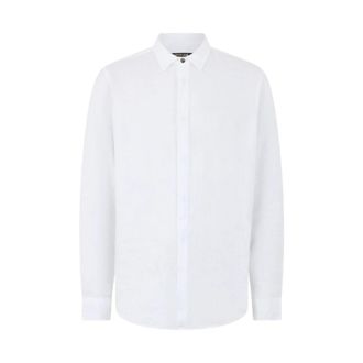 Roberto Cavalli Linnen Shirt - Heren - Casual Overhemden - Wit - M - Linnen - Overhemden