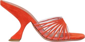 Amina Muaddi Mookie Suede PVC Comma-Heel Mules, Brand Size 36.5 ( US Size 6.5 )