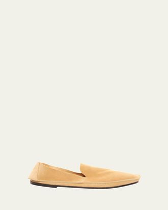 The Row Mens Tyler Suede Moc-Toe Loafers