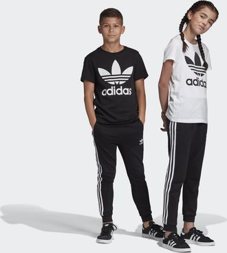 adidas Sporthose ADIDAS ORIGINALS 3STREIFEN HOSE, Damen, Gr. 170, N-Gr, schwarz-weiss (schwarz, wei&szlig;,), Obermaterial: 70% Baumwolle, 30% Polyester, Hosen Spo