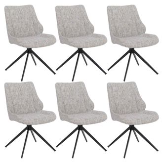 Hhg [nunca Usado] Juego De 6 Sillas De Comedor Hhg-961, Sillas De Cocina, Giratorias Con Funci&oacute;n &laquo;auto-return&raquo;, Tejido De Chenilla (410 G/m&sup2;) Con Certific
