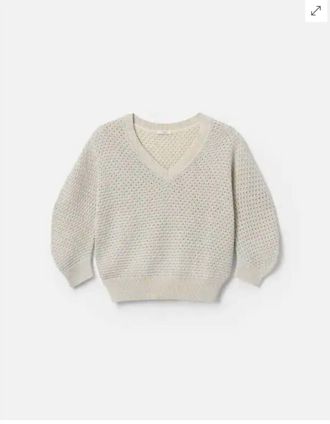 Lafayette 148 New York Womens Sequin Vneck Sweater In Pebble Metallix