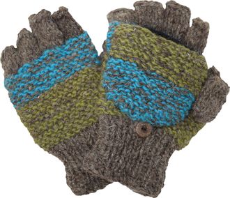Gheri Woolen Knit Fleecelined Fingerless Gloves Convertible Mittens C