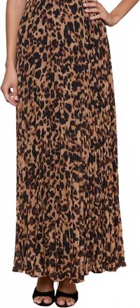 L'agence Torin Pleated Skirt In Brown Multi Amur Leopard
