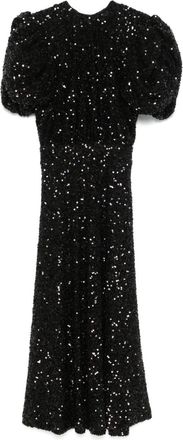 Rotate sequinned midi dress - women - Recycled Polyester/Elastane/Polyester - 34 - Black