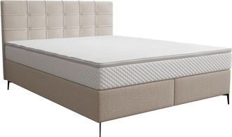 VENTE-UNIQUE.COM Cama continental boxspring poliéster beige 160 x 200 cm