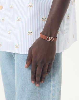 Valentino Garavani Bracciale VLogo Signature In Vitello Granato Uomo SELLERIA UNI