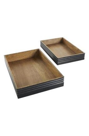 Uma Set of 2 Wooden Trays in Brown Multi at Nordstrom Rack