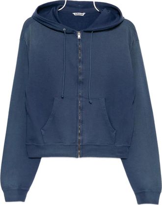 Auralee pima-cotton dyed zip hoodie - men - Cotton - 4 - Blue