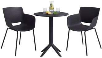Clp Set De Muebles De Jard&iacute;n Siora Con 2 Sillas Para Balc&oacute;n Y Terraza Negro