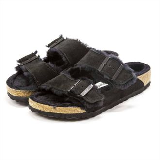 Birkenstock Mens Arizona Shearling Sandals In Black