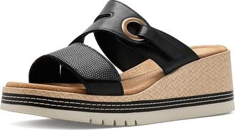 Clarks Kidiki Cove Womens Wedge Shoes Black Leather : 9.5 B - Medium