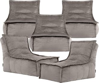 Icon Brand Dolce Large Beanbag Lounger, Velvet (5-Pack) in Charcoal
