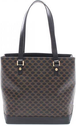 Celine Black Brown Coated Canvas Leather Handbag Tote Bag (Pre-Owned)